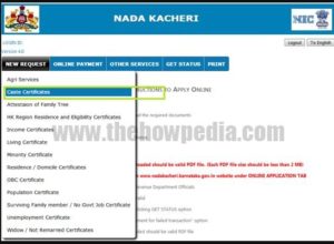  Karnataka Caste Certificate Menu 