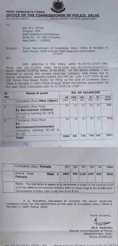 delhi police constable recruitment 2020