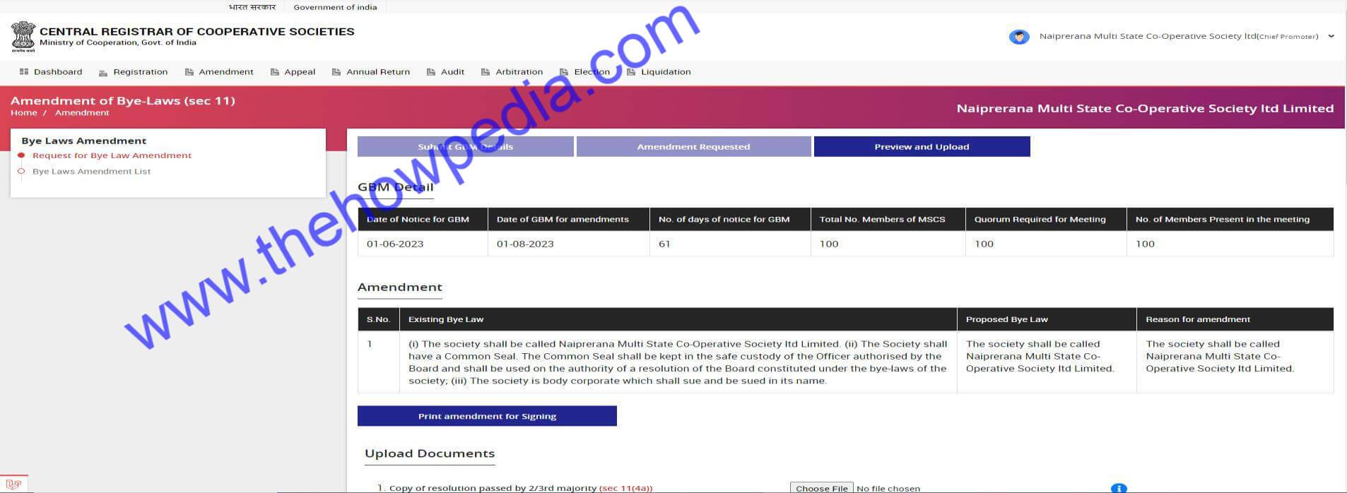 Bye Law Amendment of Society Registration MSCS By Laws Amendment