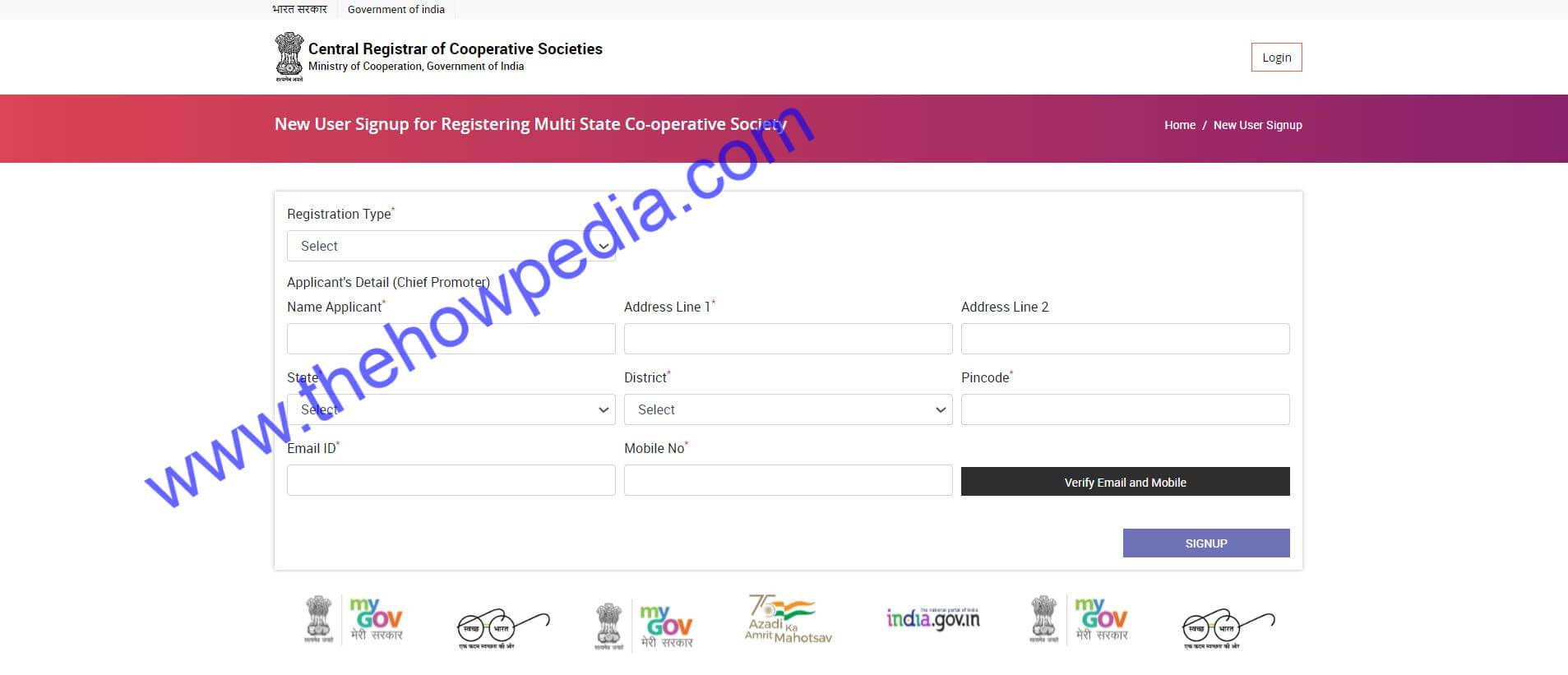 MSCS New Registration Multi State Co-operative Society Registration