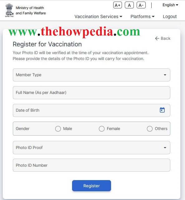 uwin vaccination chaild pregnant women member registration form
