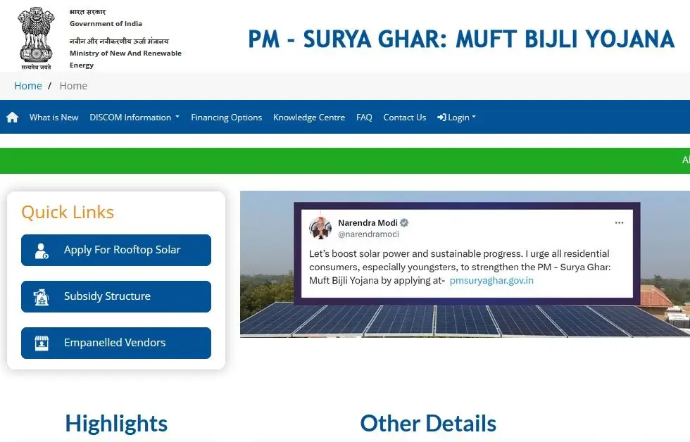 PM Surya Ghar Muft Bijli Yojana Pm Surya Ghar Gov In पीएम सूर्य घर मुफ्त बिजली योजना pm suryagarh gov in Official Portal
