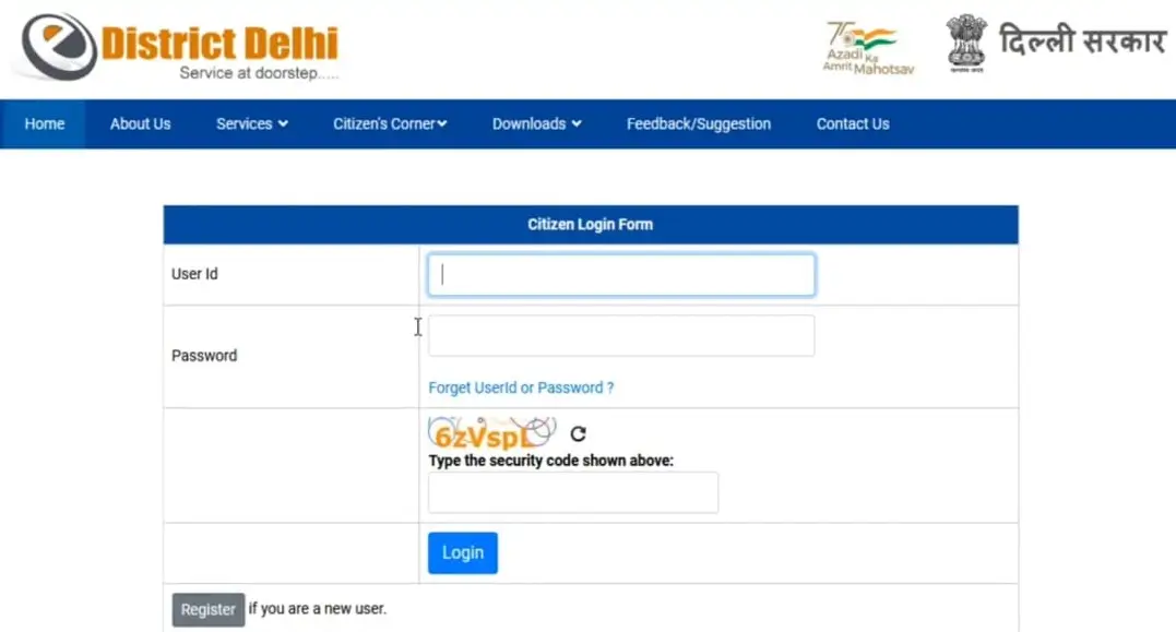 E District Delhi Login